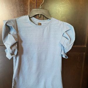 NWOT dusty blue puff-sleeved blouse. Size M, but looks much smaller.
